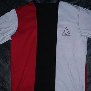 HUF red, black, and white Tee